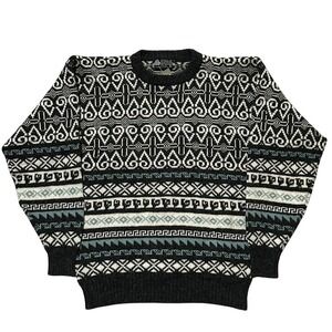 Woolmark Pure Wool Nordic Fair Isle Sweater Mens Large Charcoal Grey Knit